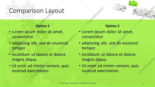 Comparison presentation slide layout