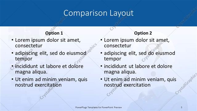 Comparison presentation slide layout