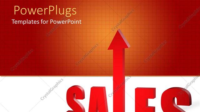  Presentation with sales - Increase sales metaphor with up arrow, orange and red grid, white bottom