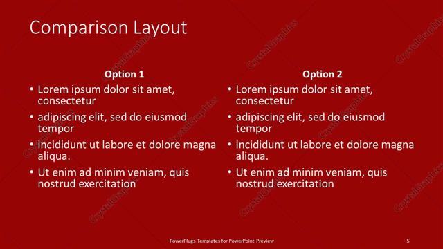 Comparison presentation slide layout