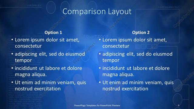 Comparison presentation slide layout