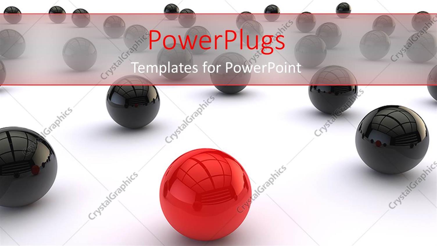 Featuring Distinct Red Ball among Black Balls on White Background