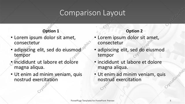 Comparison presentation slide layout