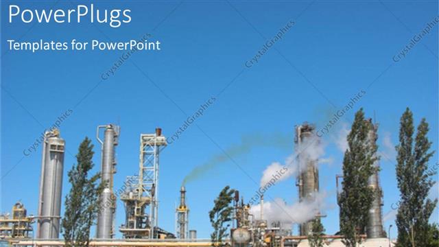  Presentation with industry - An industrial background along with smoke and trees in the background