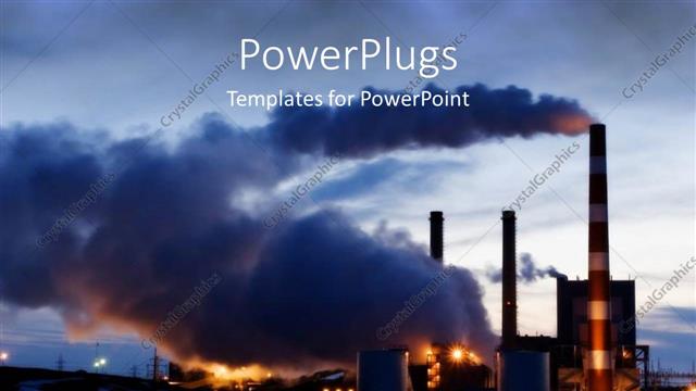  Presentation with factory - Industrial plant spewing thick smoke, factory