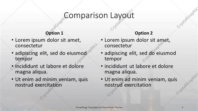 Comparison presentation slide layout