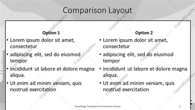 Comparison presentation slide layout