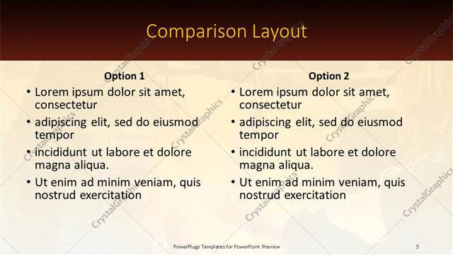 Comparison presentation slide layout
