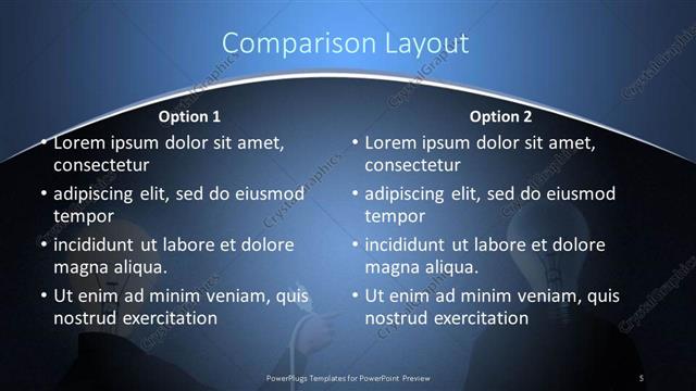 Comparison presentation slide layout