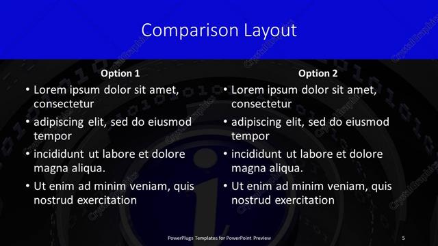 Comparison presentation slide layout