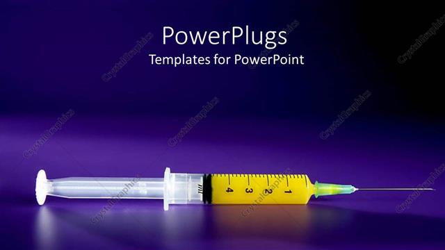  Presentation with syringe - An injection with bluish background and place for text