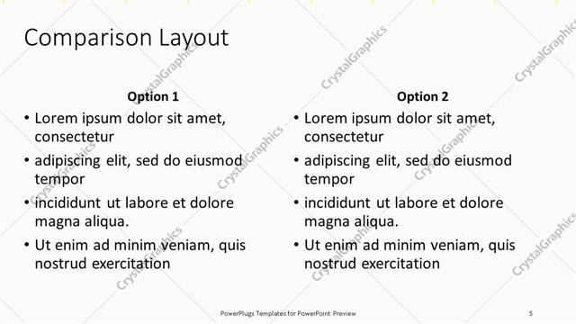 Comparison presentation slide layout