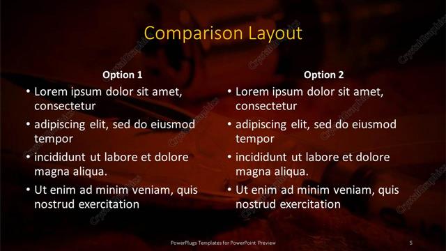 Comparison presentation slide layout
