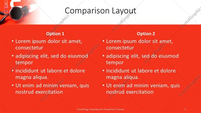 Comparison presentation slide layout