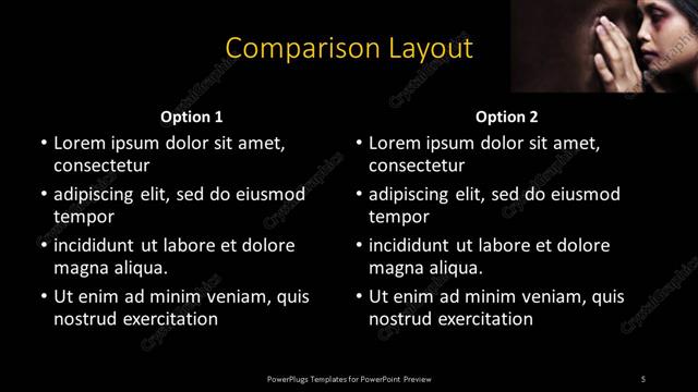 Comparison presentation slide layout