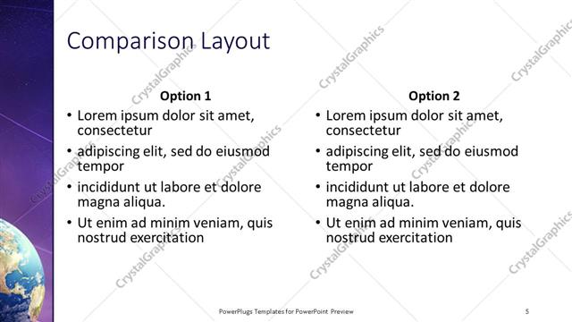 Comparison presentation slide layout