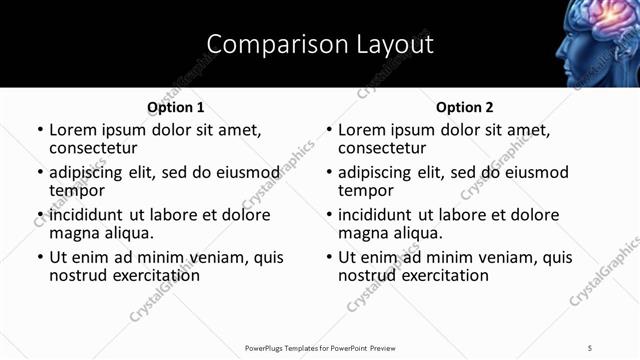 Comparison presentation slide layout