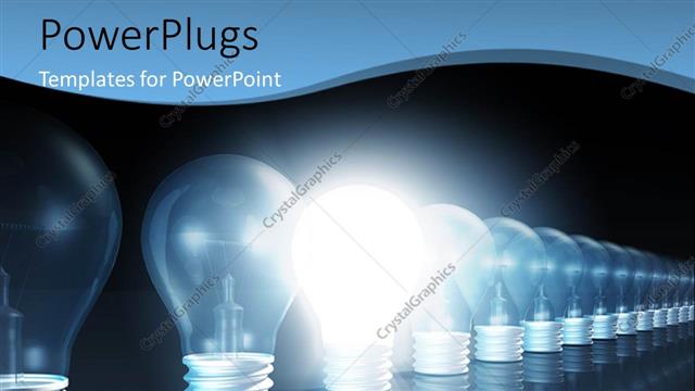  Presentation with innovation - An innovation concept with one lighted bulb in a group of bulbs