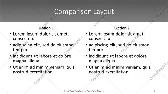 Comparison presentation slide layout
