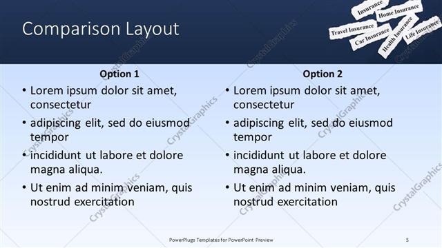 Comparison presentation slide layout
