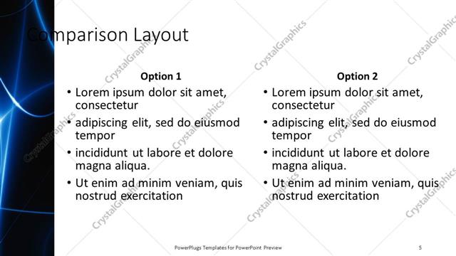 Comparison presentation slide layout