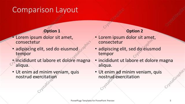 Comparison presentation slide layout