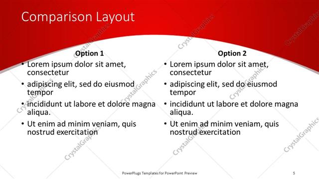 Comparison presentation slide layout