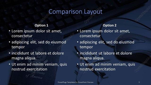 Comparison presentation slide layout