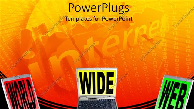  Presentation with development web - Internet binary background with laptops that say world wide web, e commerce, online business, website development