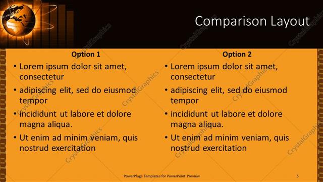 Comparison presentation slide layout