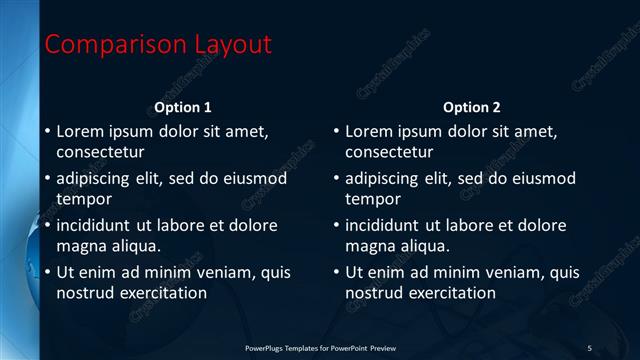 Comparison presentation slide layout