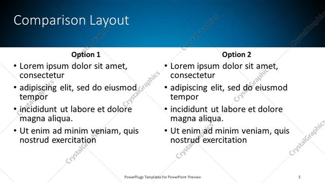 Comparison presentation slide layout