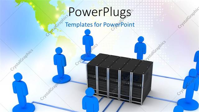  Presentation with server - Internet depiction with people connected to central server