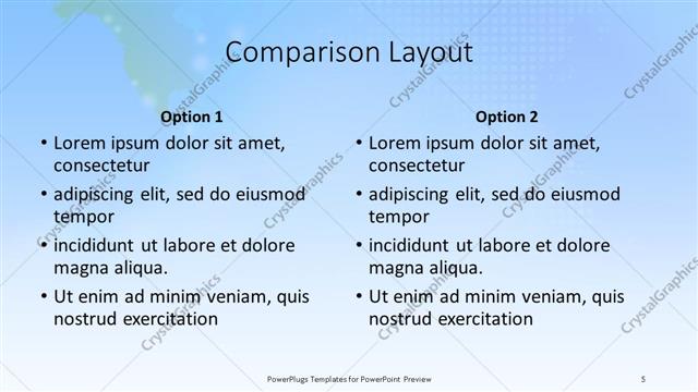 Comparison presentation slide layout
