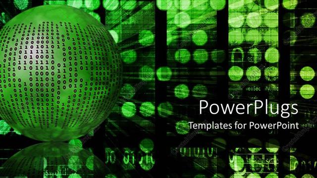  Presentation with green globe - Internet metaphor with binary code on green ball