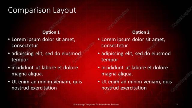 Comparison presentation slide layout