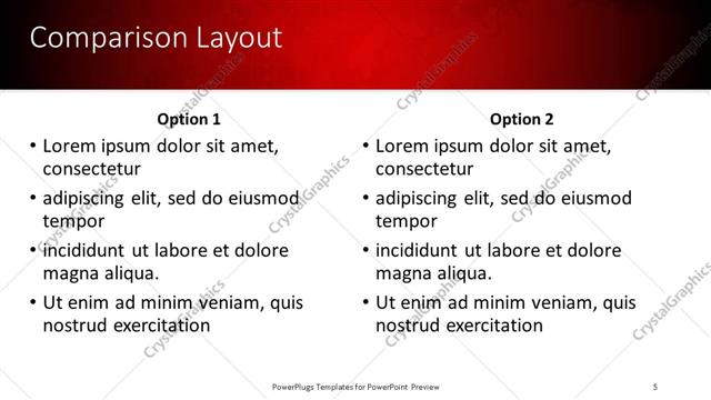 Comparison presentation slide layout