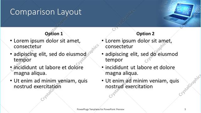Comparison presentation slide layout
