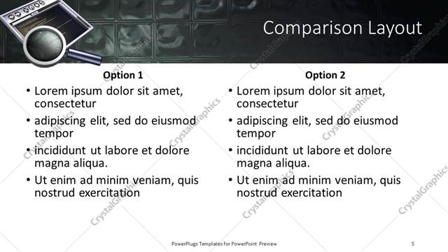 Comparison presentation slide layout