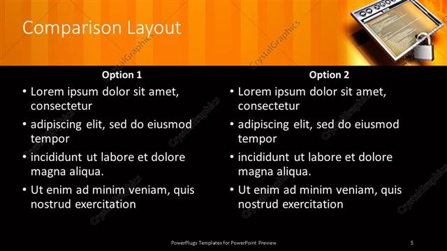 Comparison presentation slide layout