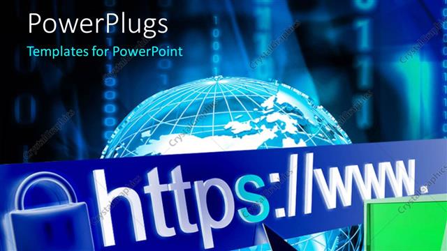  Presentation with internet security - Internet security with padlock symbol beside URL over laptop and globe