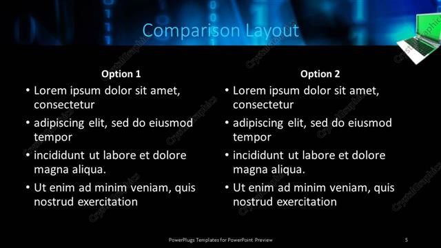 Comparison presentation slide layout