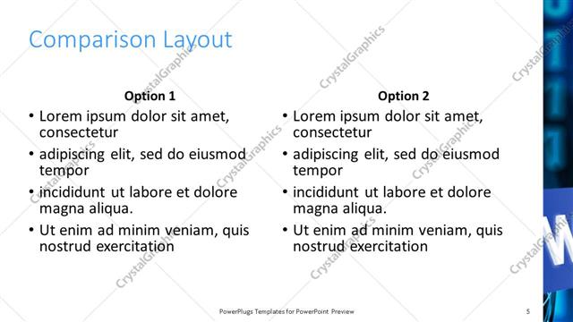 Comparison presentation slide layout