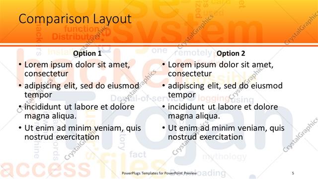 Comparison presentation slide layout