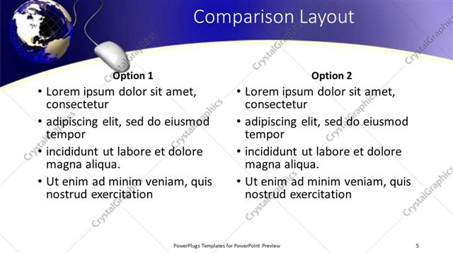 Comparison presentation slide layout