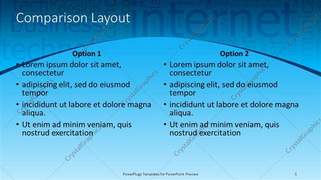 Comparison presentation slide layout
