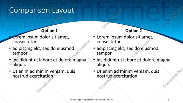 Comparison presentation slide layout