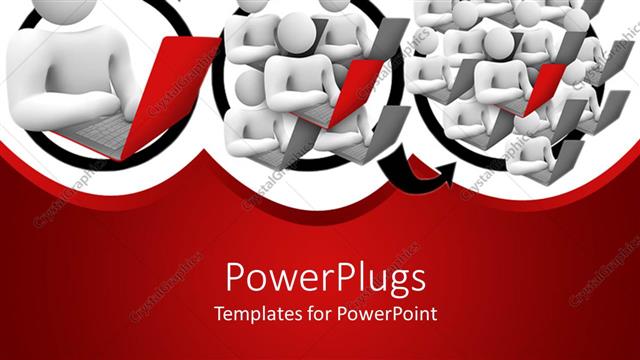  Presentation with marketing - Internet viral marketing with people sending messages using laptop computers