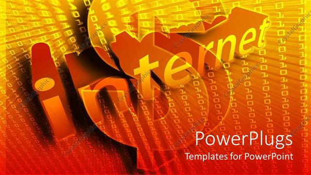  Presentation with yellow orange - Internet word over dollar sign with binary codes on gradient yellow to orange background