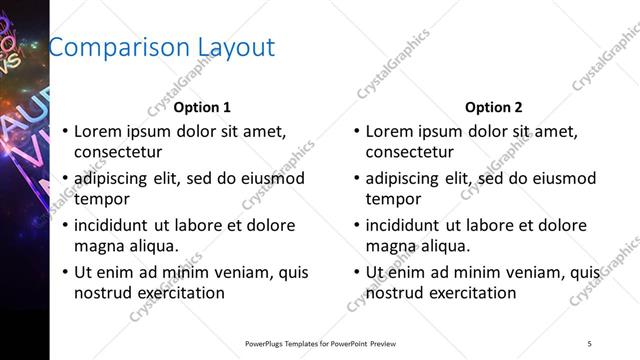 Comparison presentation slide layout